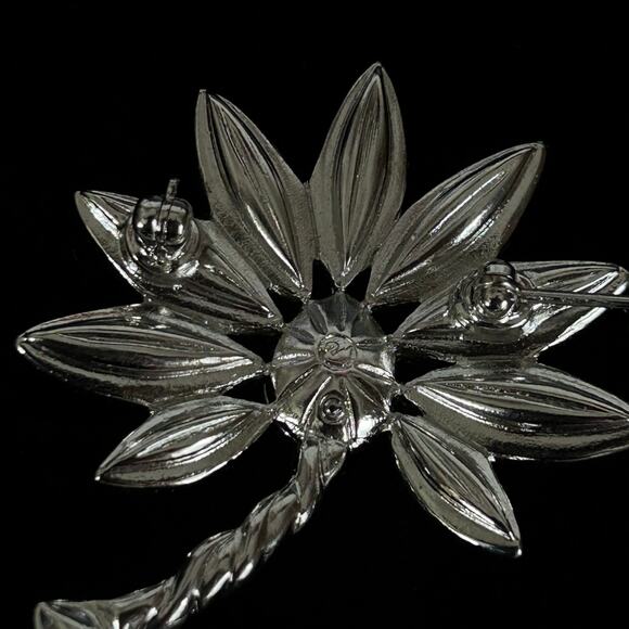 Swarovski Silver Tone Pink and Purple Flower 2 inch Brooch Pin - Picture 6 of 6